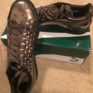 Women’s PUMA Basket XL Lace Metal Sneakers